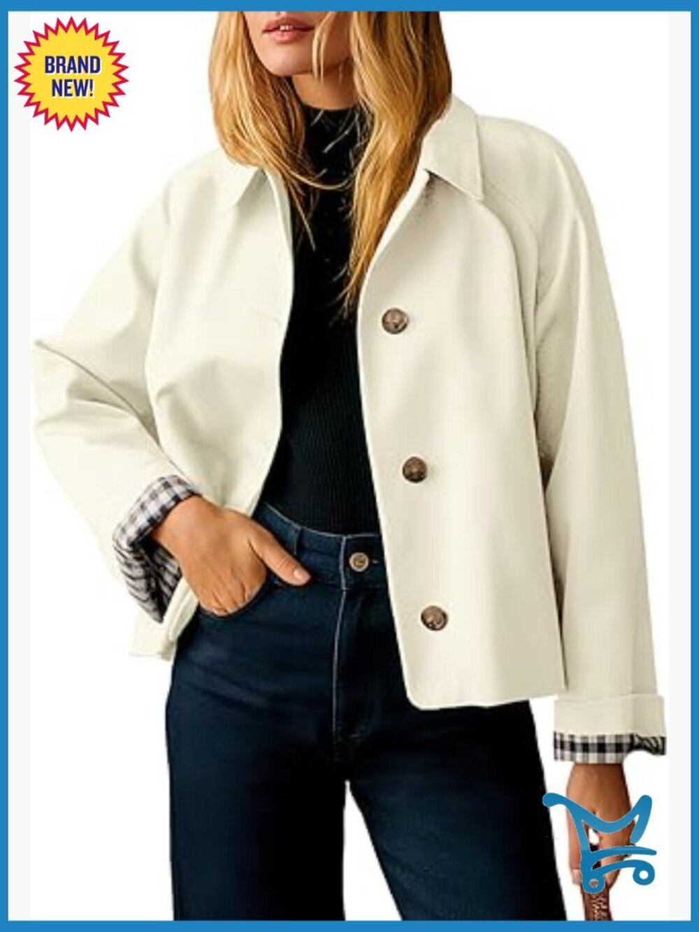 Cropped Trench Coat Lightweight Single Breasted Windbreaker Jacket